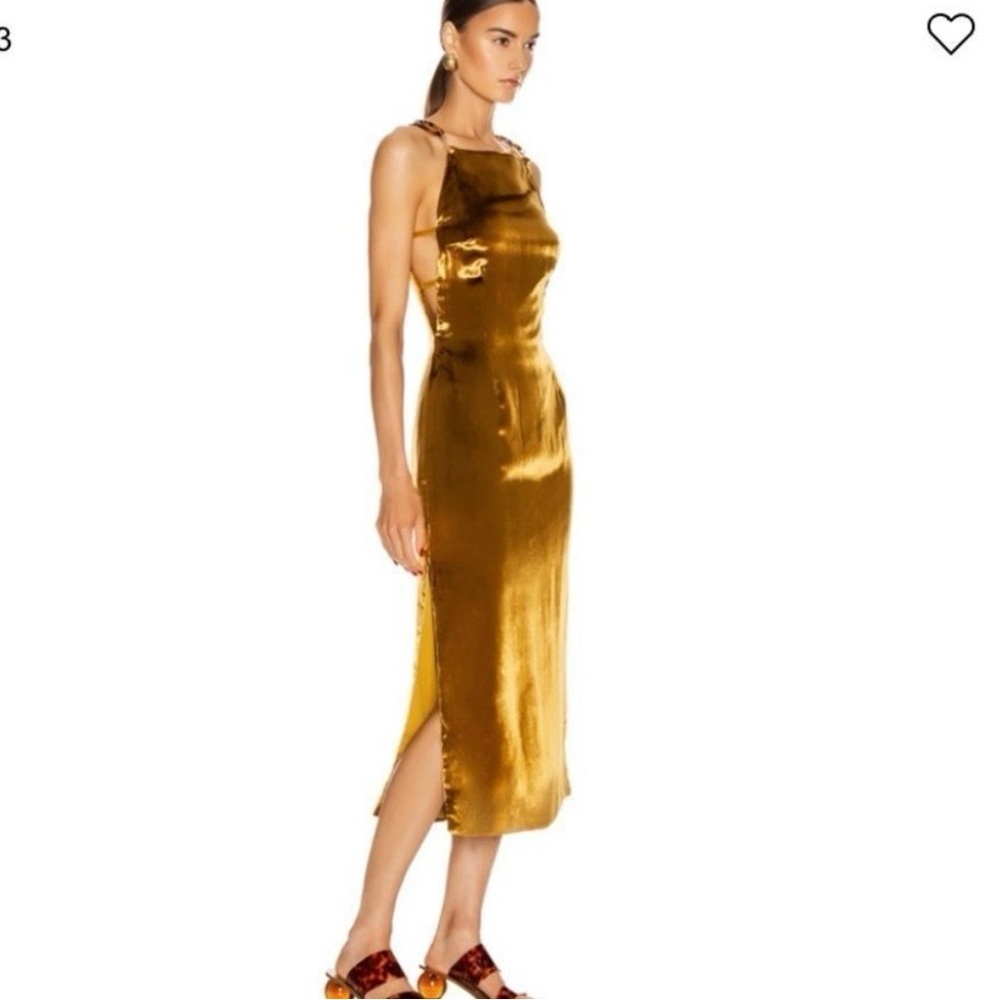 cult gaia Gold Velvet Tortoise Shell Linked Midi Shift Dress | Small